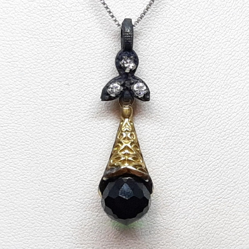 3.59ctw Chrome Diopside & White Sapphire 14K Yellow Gold Silver Pendant 4.3g