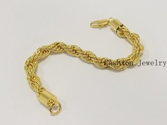 18K Yellow Gold Stamped Diamond Cut Rope Chain Bracelet 10.5mm 7.5INCH Men Women