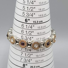 Clear Red Rhinestone Panel Elastic Bracelet Silver tone Gold tone 7″