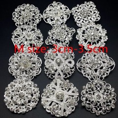 Lot32 Bulk Alloy Silver Rhinestone Crystal Flower Brooches Pins DIY Bouquet