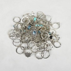 Bulk Lots 50 Antique Silver Bohemia Vintage Rings Mix Women Stone Retro Charms