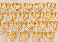 Initial Letter Gold Ring Adjustable Leaf Flower Ring Women’s Fashion Jewelry 82